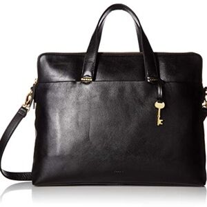 Fossil Bridgitte Black Leather Laptop Bag